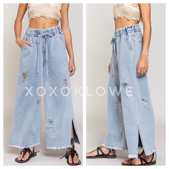 POL 90’s Distressed Drawstring Waist Denim Jeans - Picture 6 of 15